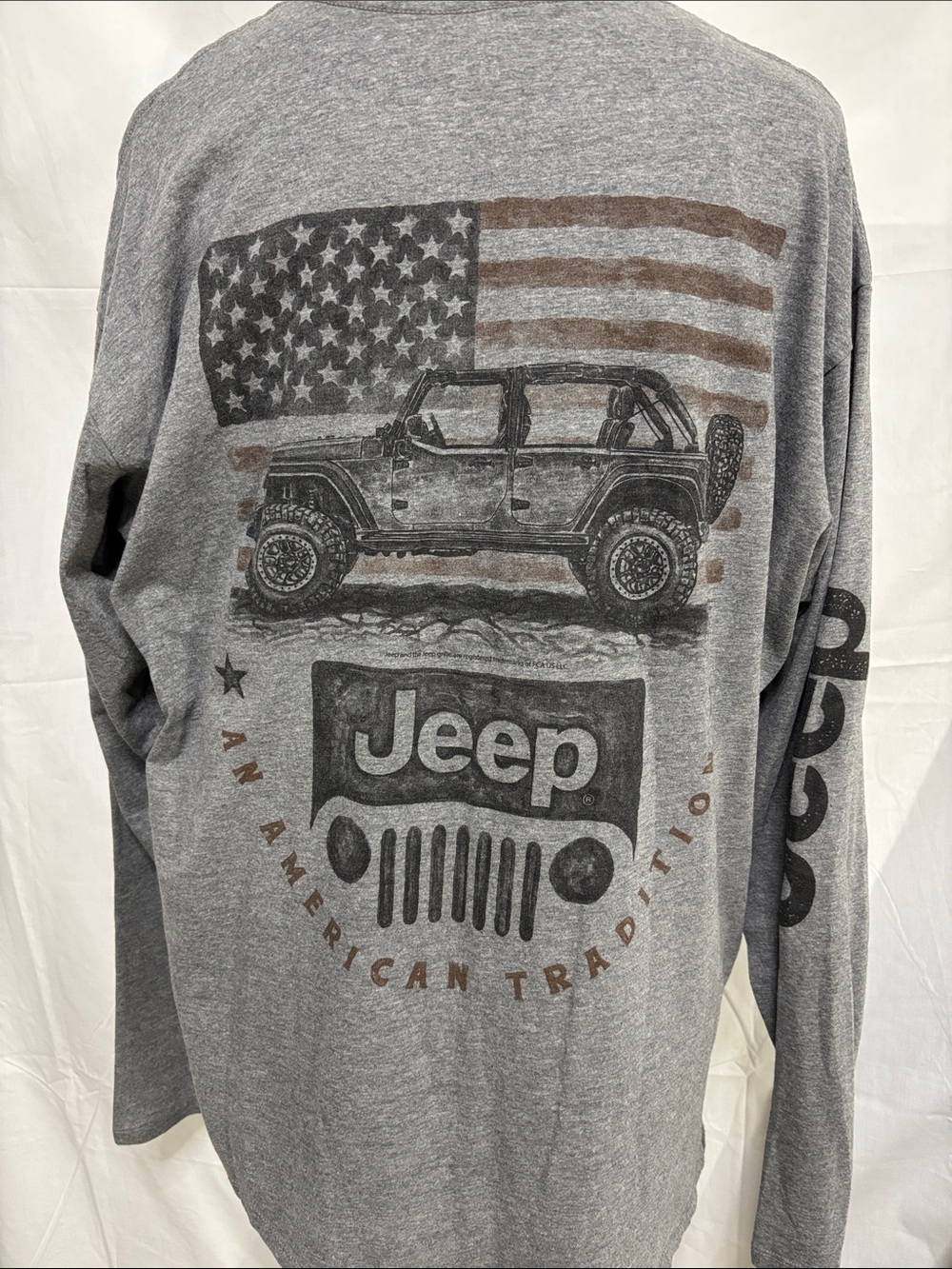 Jeep Heather Gray Long Sleeve Tee with Small Chest Logo